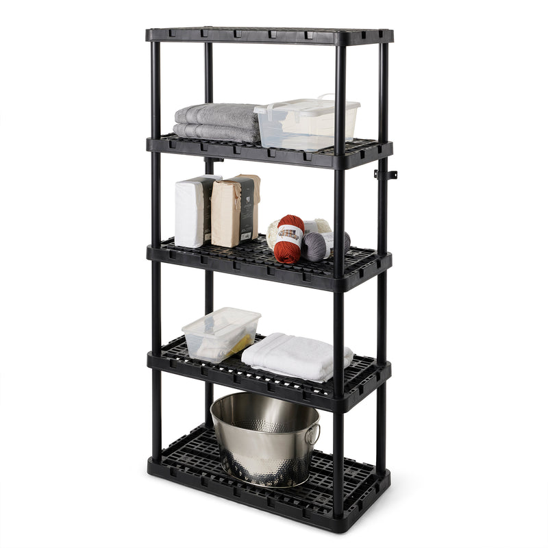 Gracious Living 5 Shelf Knect-A-Shelf Heavy Duty Storage Unit, Black (Open Box)