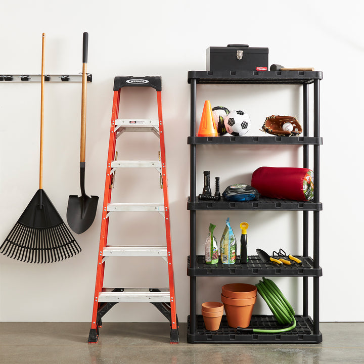 Gracious Living 5 Shelf Knect-A-Shelf Ventilated Heavy Duty Storage, Black 2Pack