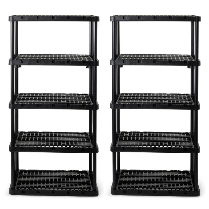 Gracious Living 5 Shelf Knect-A-Shelf Ventilated Heavy Duty Storage, Black 2Pack