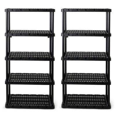 Gracious Living 5 Shelf Knect-A-Shelf Ventilated Heavy Duty Storage, Black 2Pack - VMInnovations