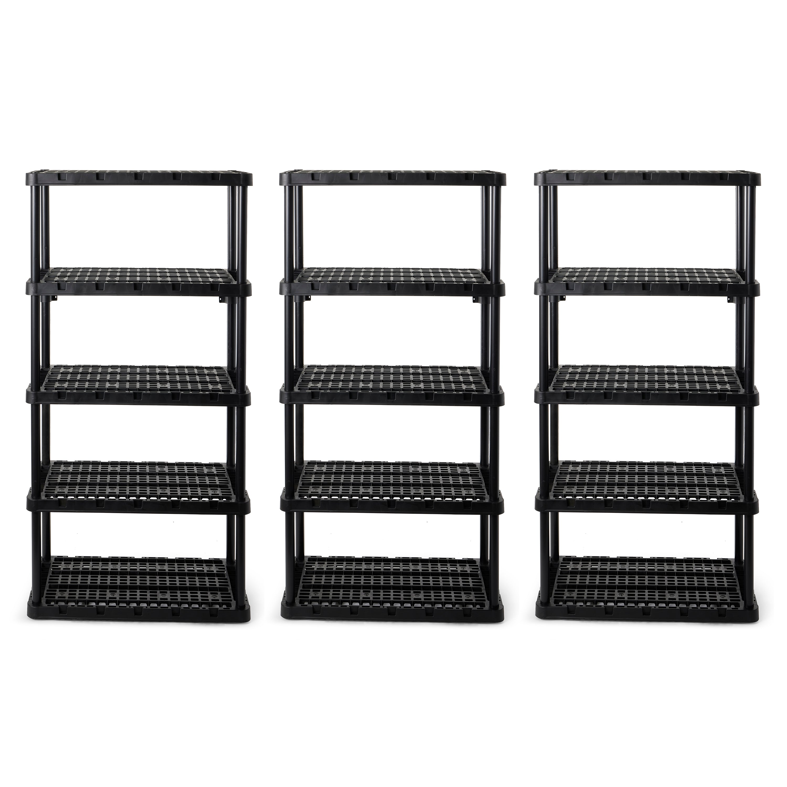 Gracious Living 5 Shelf Knect-A-Shelf Ventilated Heavy Duty Storage, Black 3Pack - VMInnovations