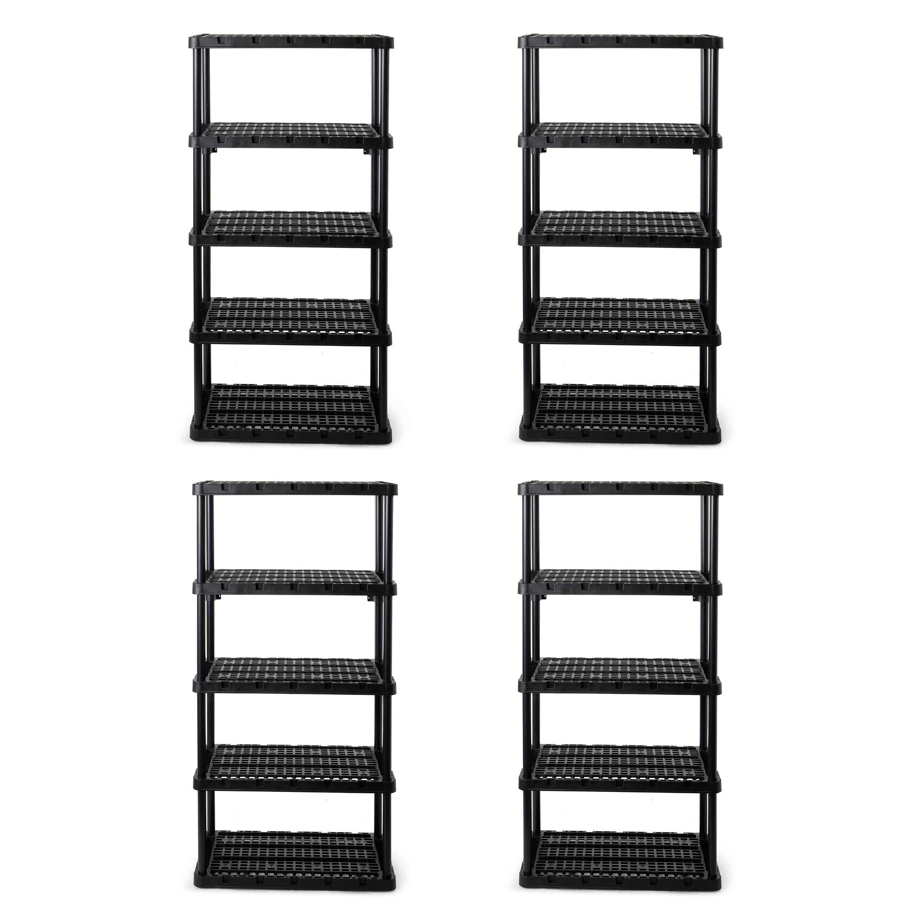 Gracious Living 5 Shelf Knect-A-Shelf Ventilated Heavy Duty Storage, Black 4Pack - VMInnovations
