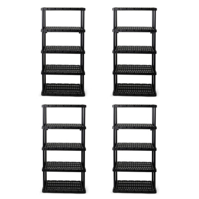 Gracious Living 5 Shelf Knect-A-Shelf Ventilated Heavy Duty Storage, Black 4Pack - VMInnovations