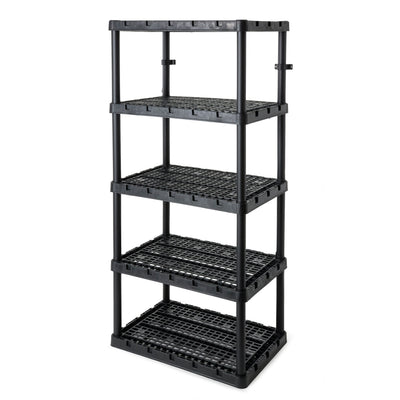 Gracious Living 5 Shelf Knect-A-Shelf Ventilated Heavy Duty Storage, Black 3Pack