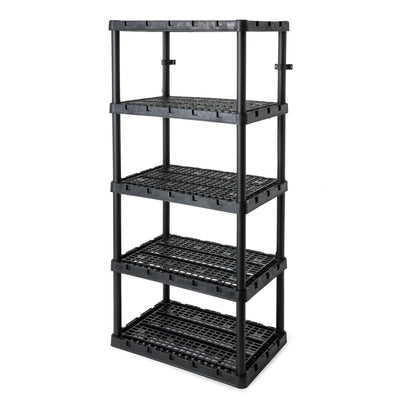 Gracious Living 5 Shelf Knect-A-Shelf Ventilated Heavy Duty Storage, Black 2Pack