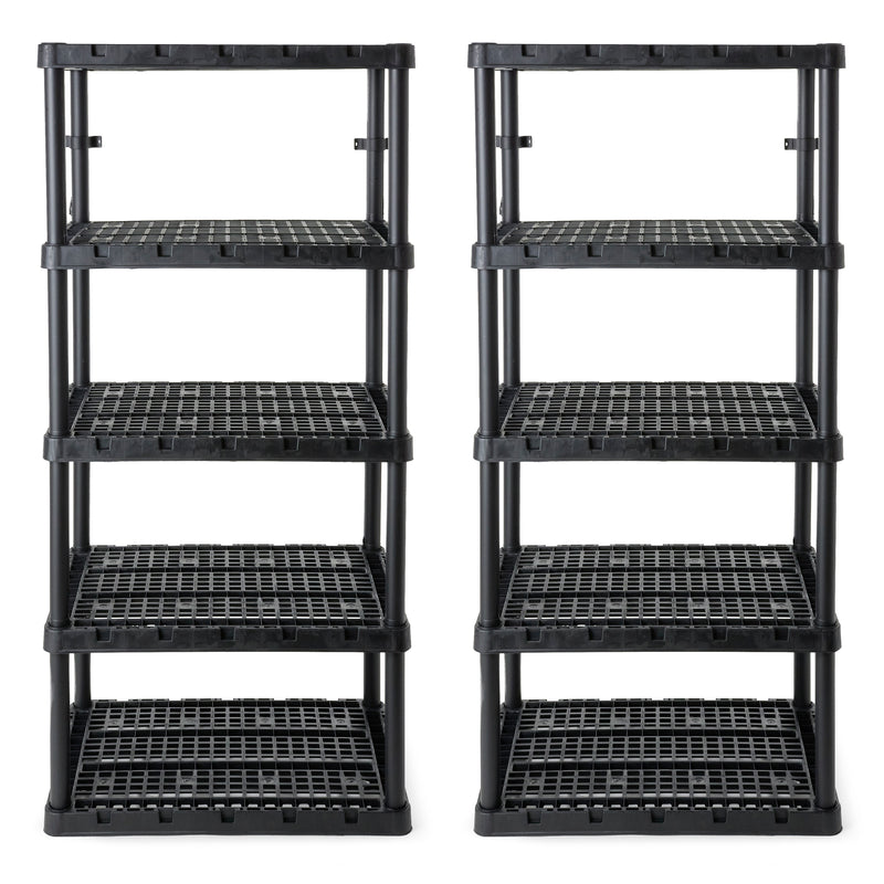 Gracious Living 5 Shelf Knect-A-Shelf Ventilated Heavy Duty Storage, Black 2Pack