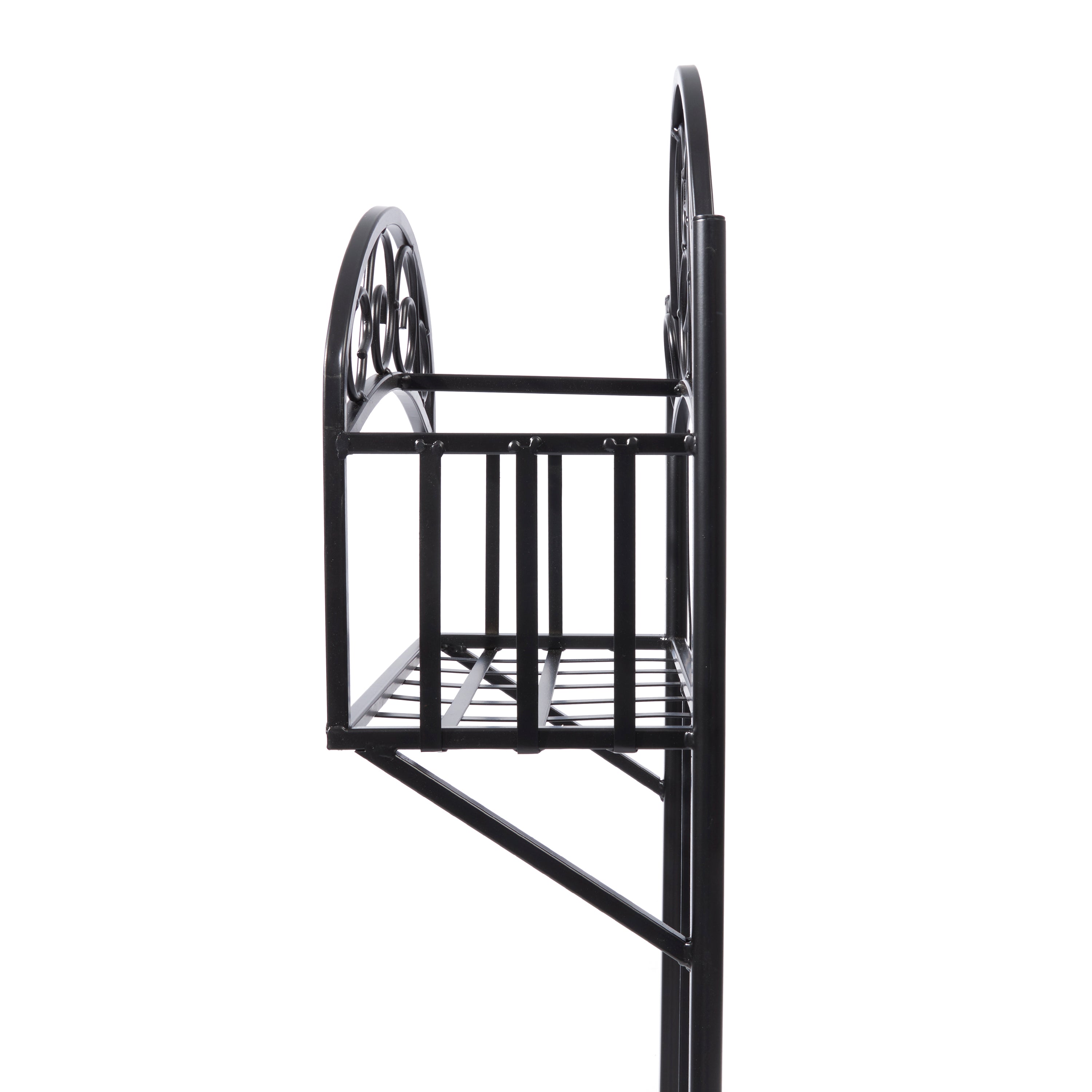 Liberty Garden 5-Prong Gauge Steel Scroll Water Hose Stand w/ Shelf (Open Box) - VMInnovations