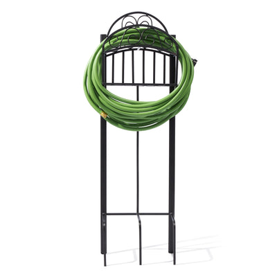 Liberty Garden 5-Prong Gauge Steel Scroll Water Hose Stand w/ Shelf (Open Box) - VMInnovations
