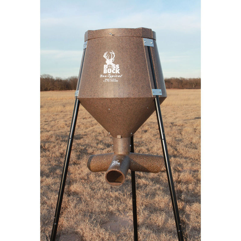 Boss Buck 200 Pound Gravity Fed Tripod Game Deer Corn and Protein Pellet Feeder
