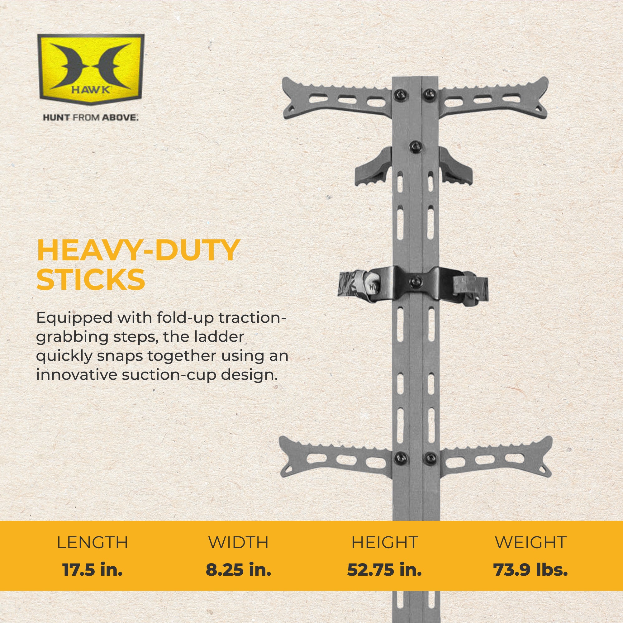 Hawk Helium 30" Climbing Sticks, Tree Climbing Gear Hunting Accessories, 3 Pack