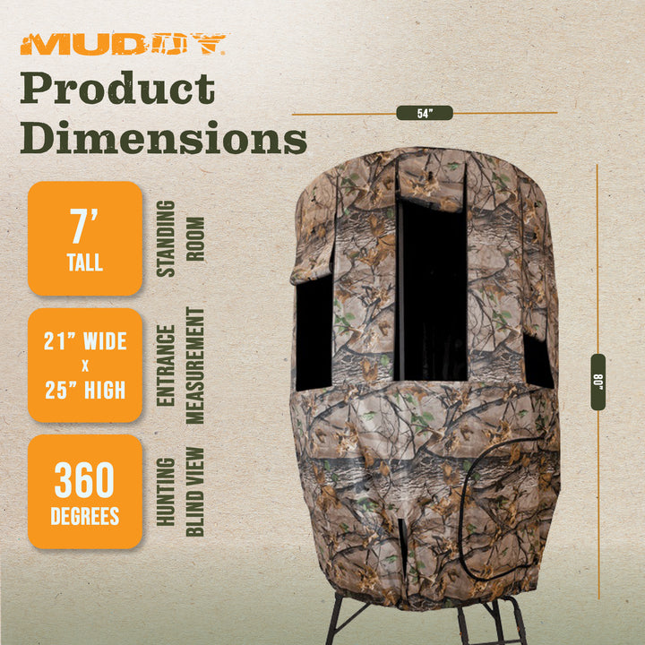 Muddy Roof Kit Hunting Gear, Hunting Blind w/ 8 Windows for Liberty Tripod Stand - VMInnovations