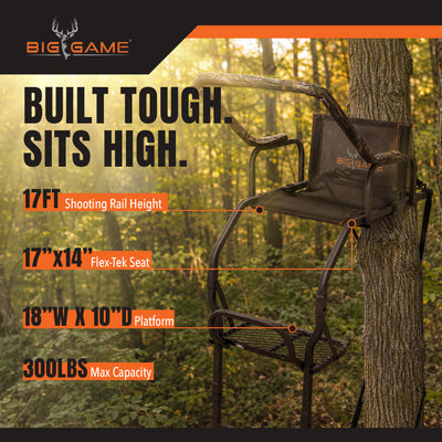 Big Game Warrior DXT 17 Foot 1 Person Deer Hunting Ladder Climbing Tree Stand