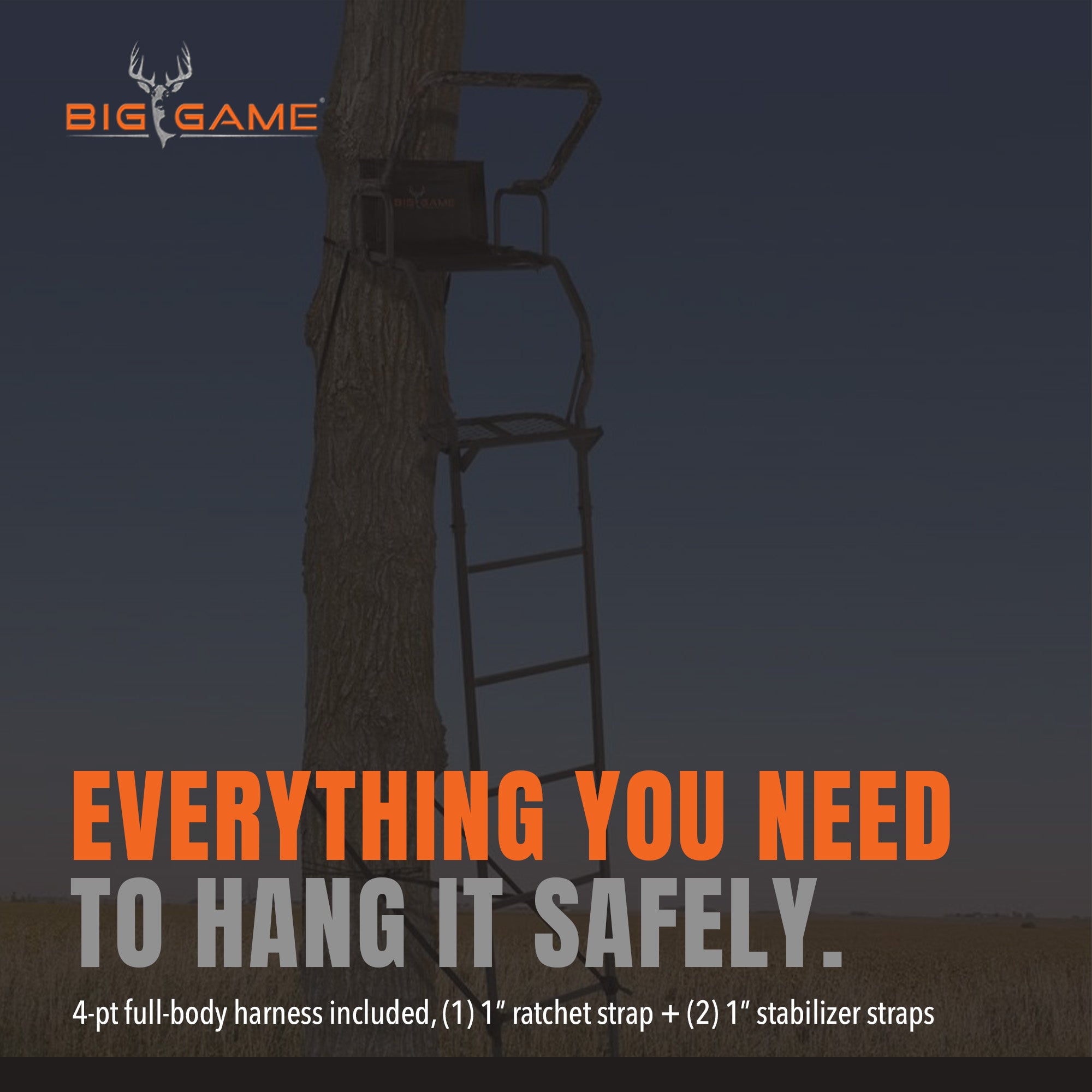 Big Game Warrior DXT 17 Foot 1 Person Deer Hunting Ladder Climbing Tree Stand