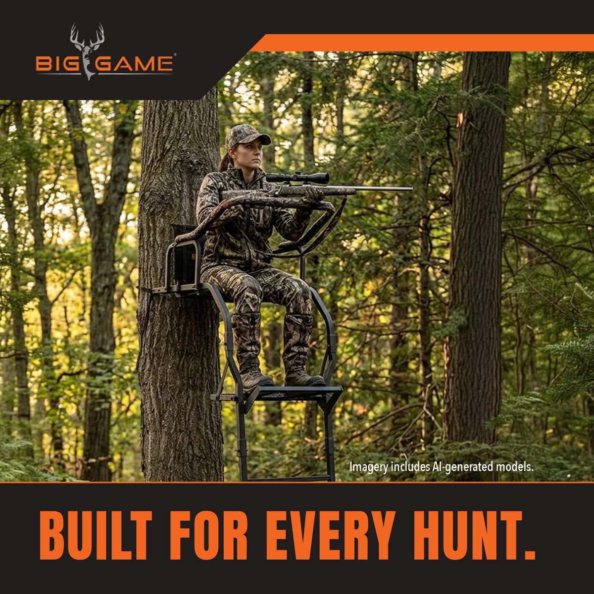 Big Game Warrior DXT 17 Foot 1 Person Deer Hunting Ladder Climbing Tree Stand