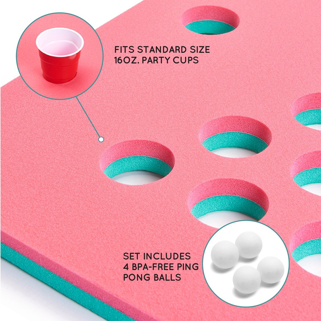 Floatation iQ HydraPong Pong Beirut Pool Game Foam Board Mat, Red/Blue(Open Box)