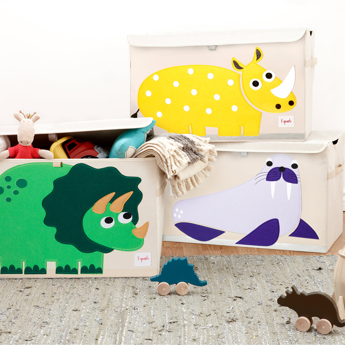 3 Sprouts UTCRHN Collapsible Toy Chest Storage Bin for Kids Playroom (Open Box)