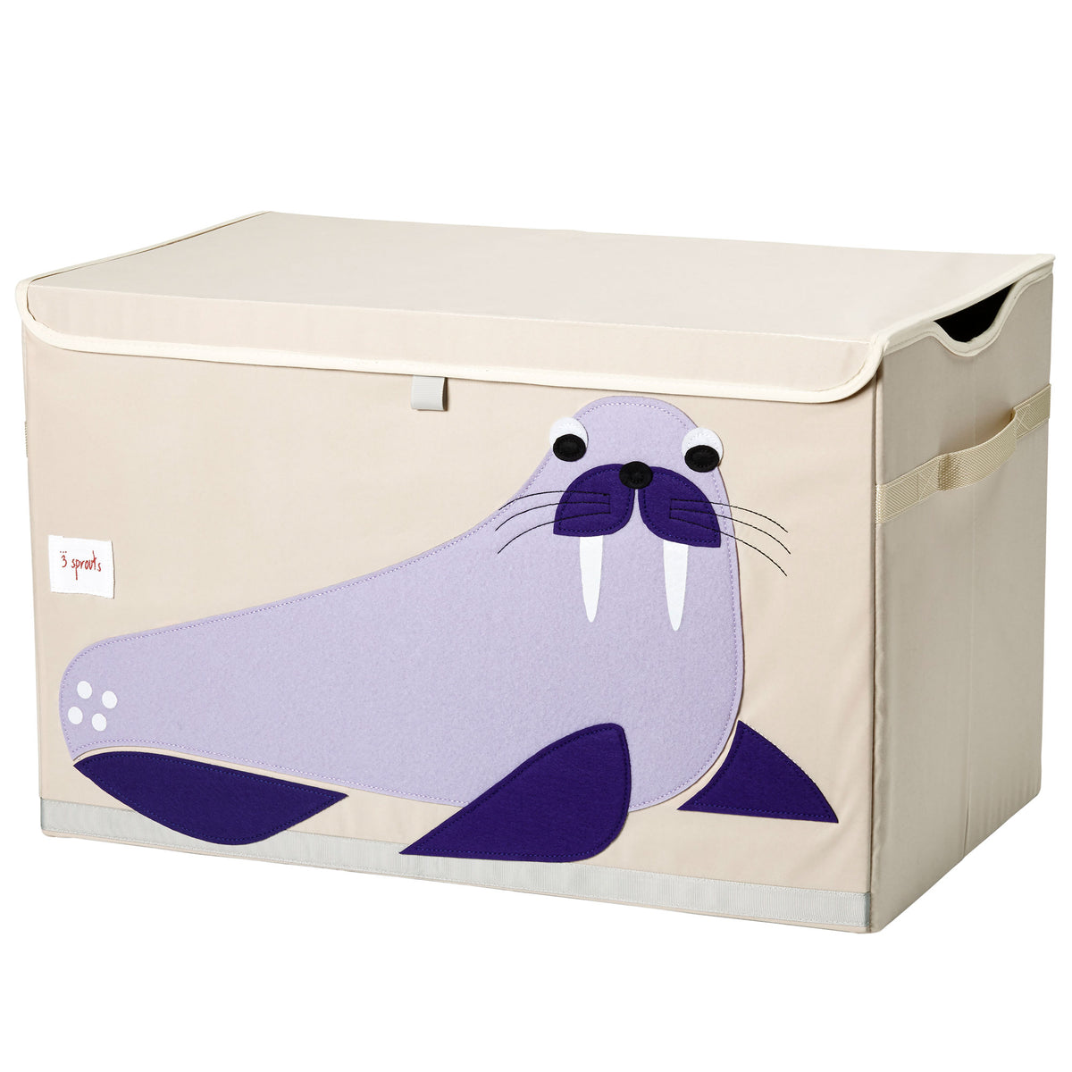 3 Sprouts Collapsible Toy Chest Storage Bin for Kids Playroom, Walrus (Used)