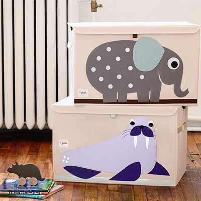 3 Sprouts UTCWAL Collapsible Toy Chest Storage Bin for Kids Playroom, Walrus