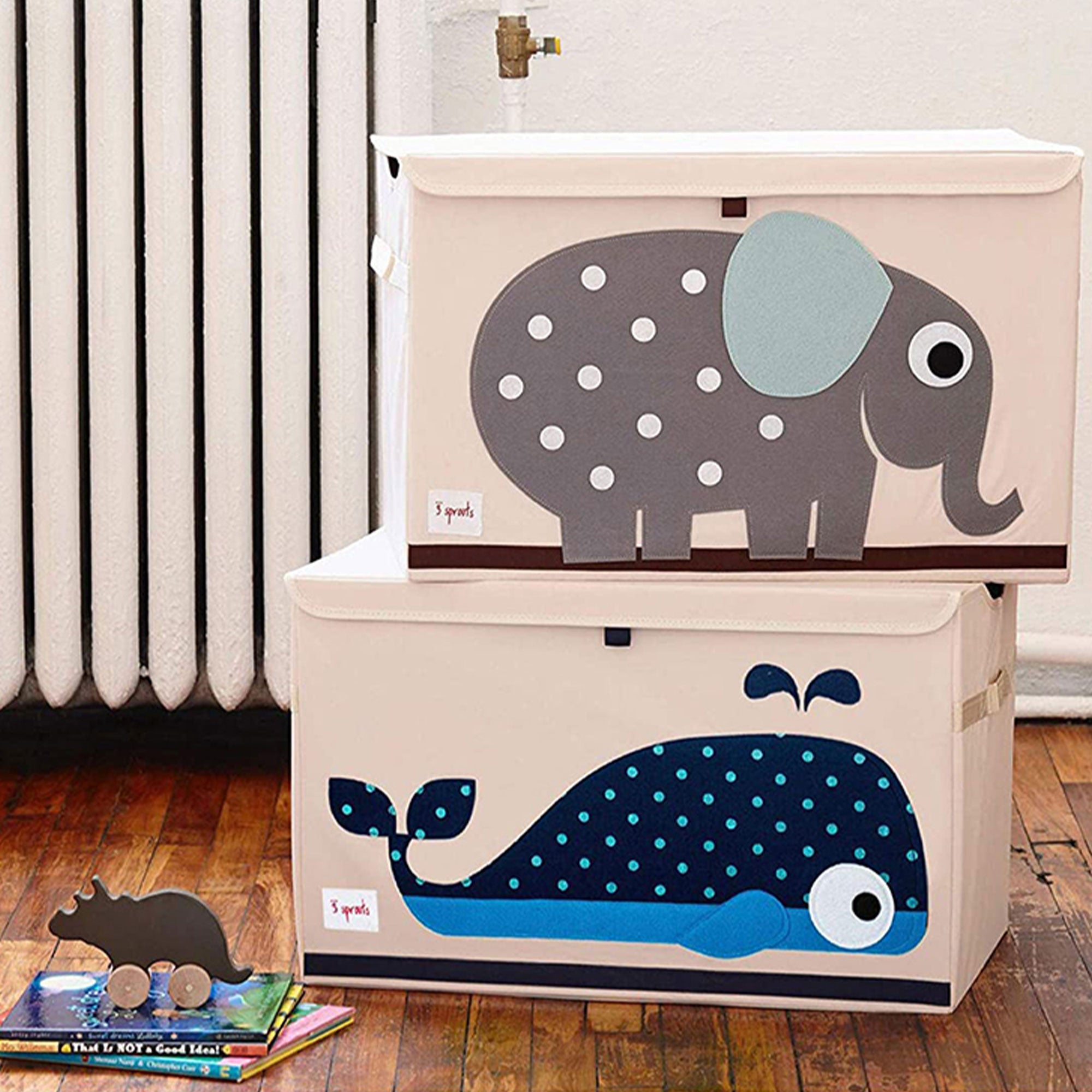 3 Sprouts UTCWHL Toy Chest Storage Bin for Kids Playroom, Whale (Open Box) - VMInnovations