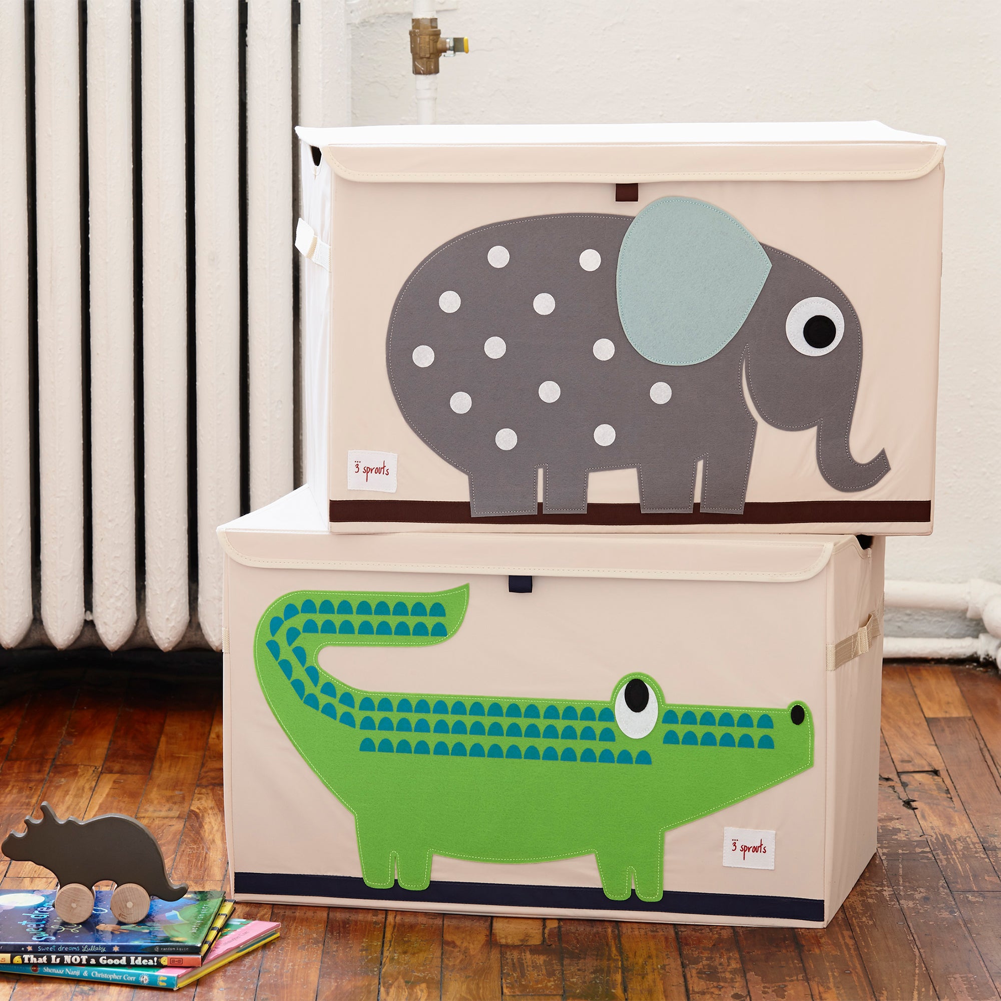 3 Sprouts UTCCRO Collapsible Toy Chest Storage Bin for Kids Playroom, Crocodile