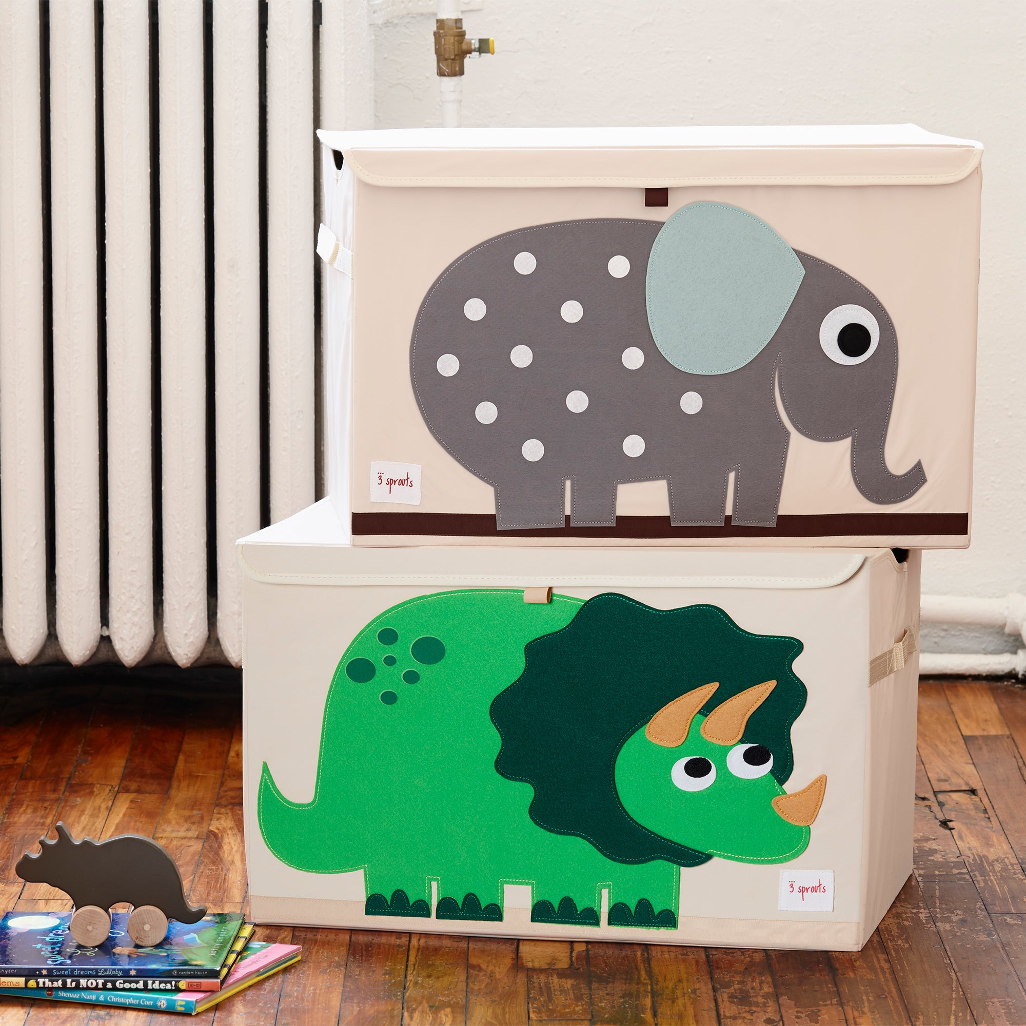 3 Sprouts UTCDIN Collapsible Toy Chest Storage Bin for Kids Playroom, Dinosaur