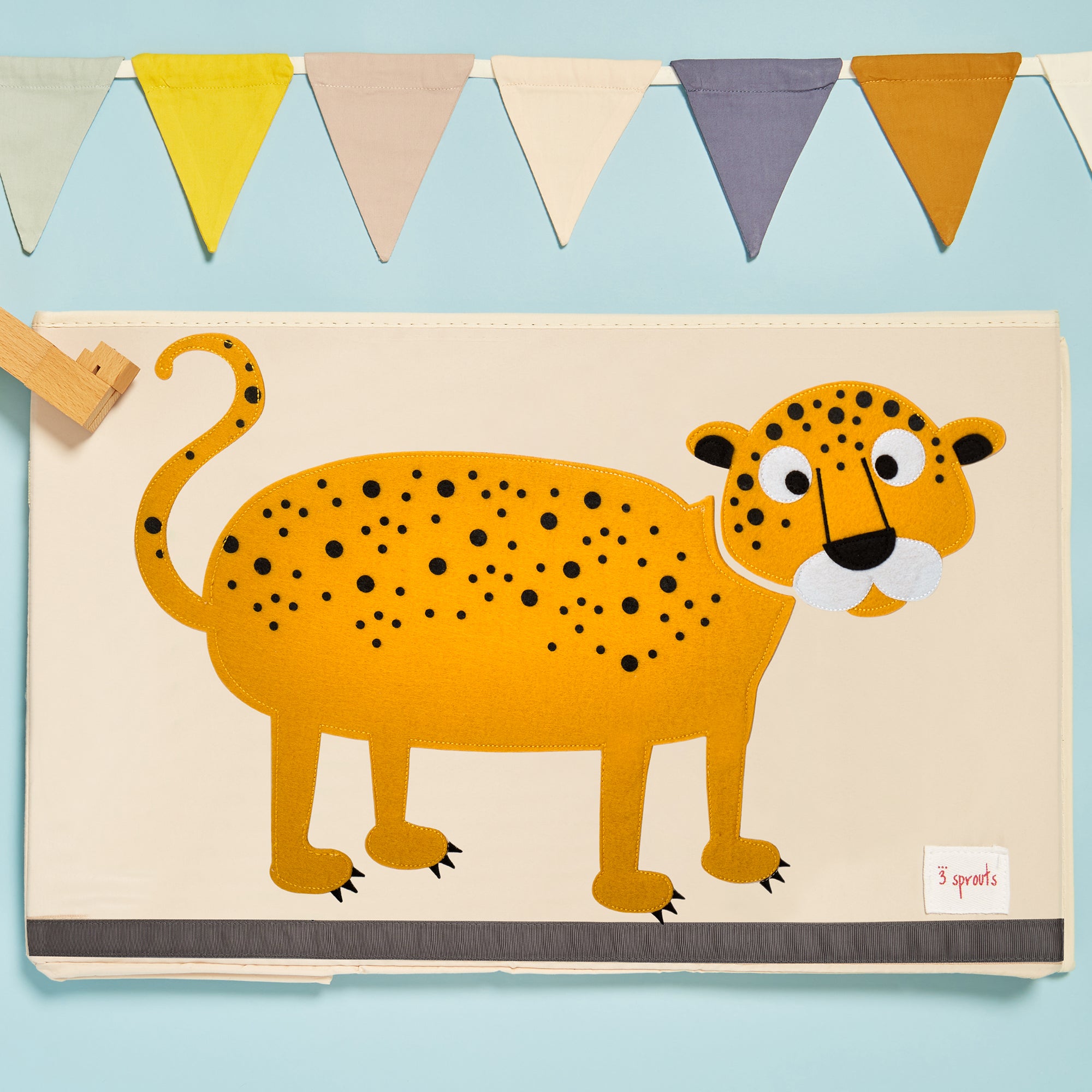 3 Sprouts UTCLEO Collapsible Toy Chest Storage Bin for Kids Playroom, Leopard
