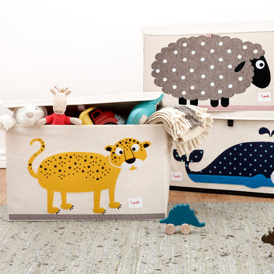 3 Sprouts UTCLEO Collapsible Toy Chest Storage Bin for Kids Playroom, Leopard