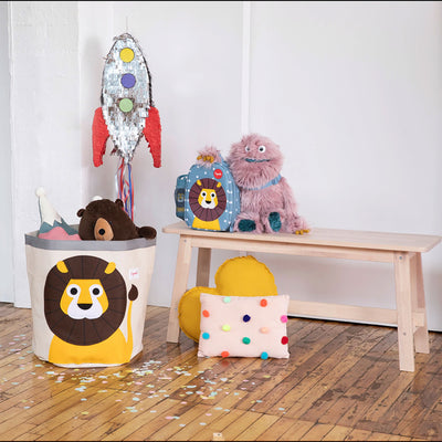 3 Sprouts Canvas Storage Bin Laundry and Toy Basket for Kids, Dinosaur and Lion - VMInnovations