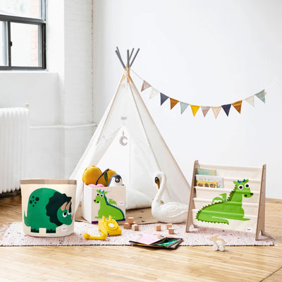 3 Sprouts Canvas Storage Bin Laundry and Toy Basket for Kids, Dinosaur and Lion - VMInnovations