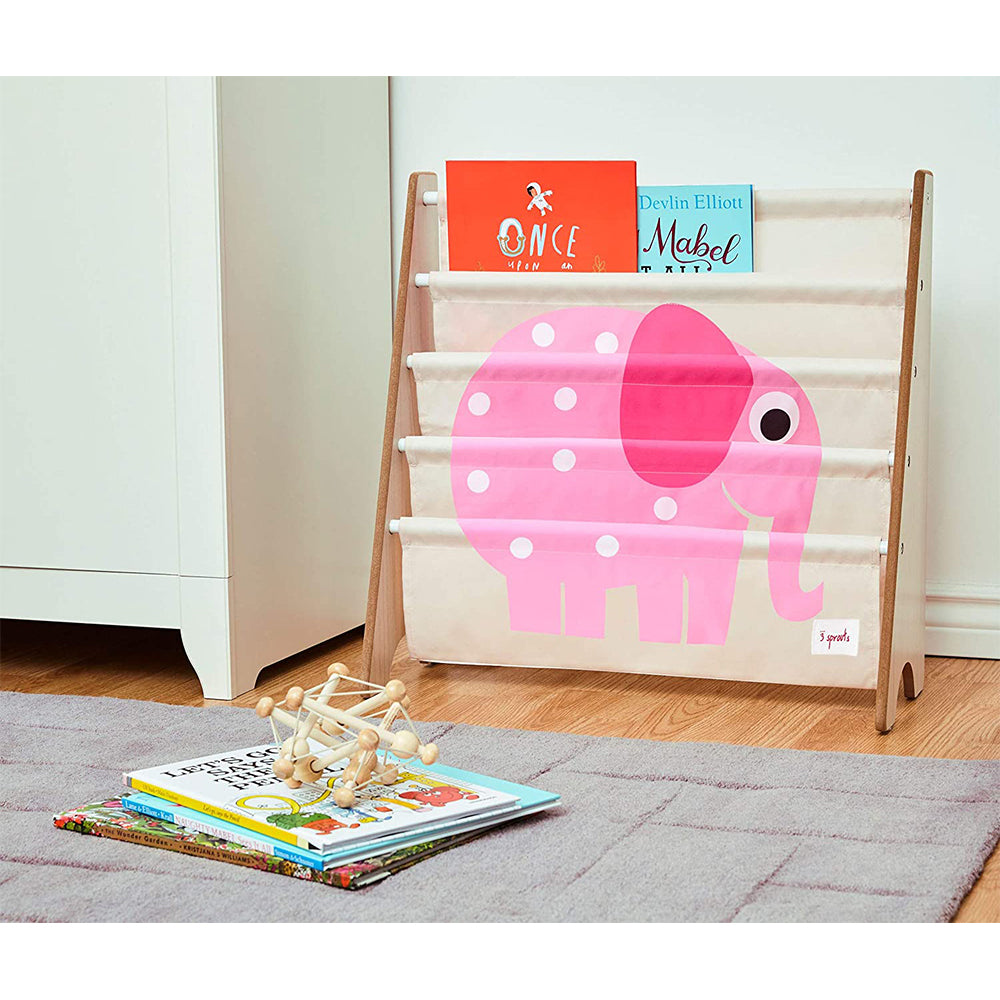 3 Sprouts Collapsible Kids Toy Chest Storage Bin Bundle with Bookcase, Elephants
