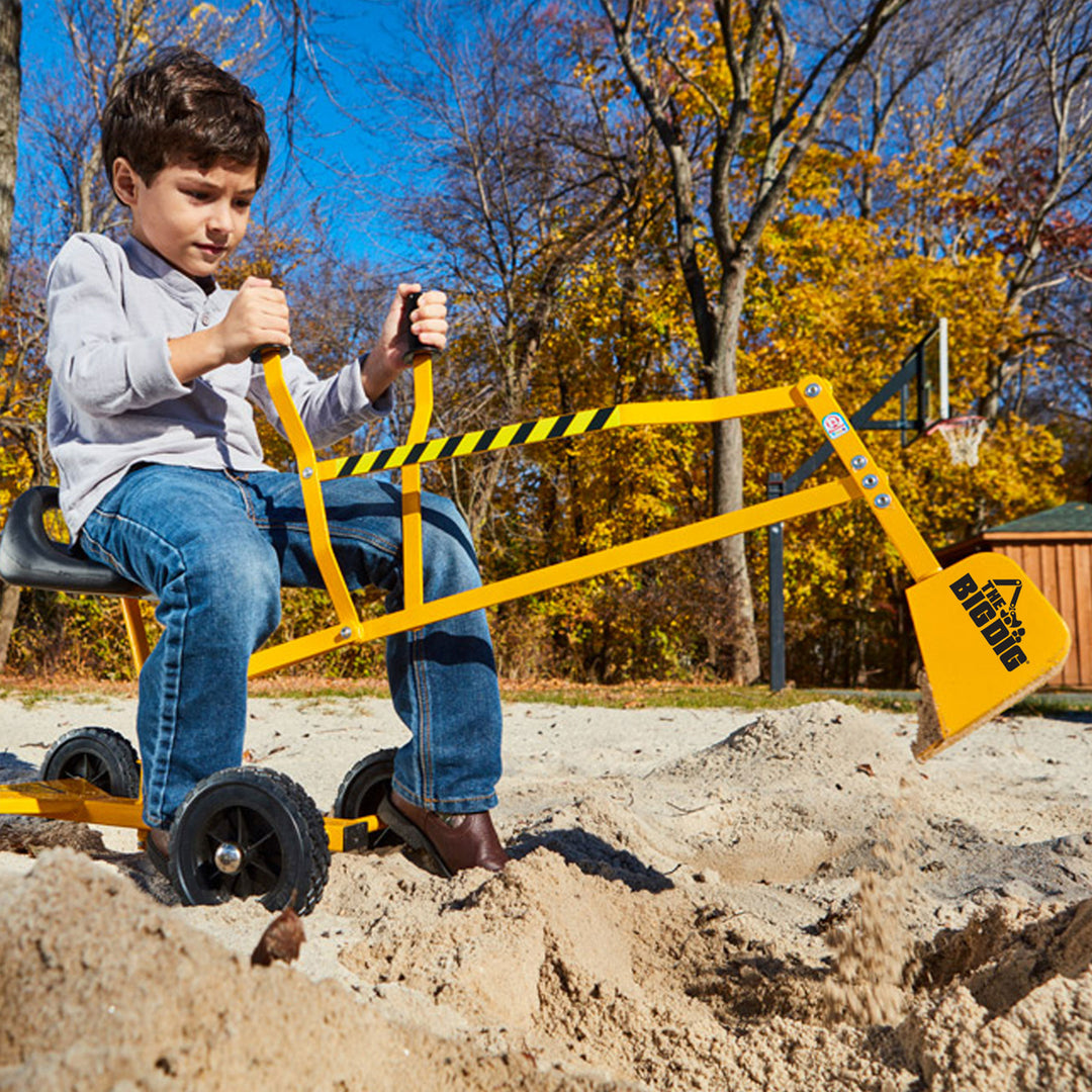 Big Dig Rolling Sandbox Digger Excavator Crane with 360 Degree Rotation Base