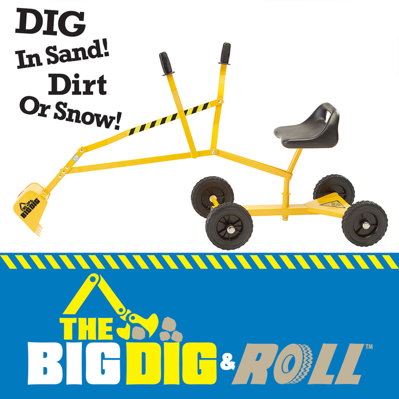 Big Dig Rolling Sandbox Digger Excavator Crane with 360 Degree Rotation Base