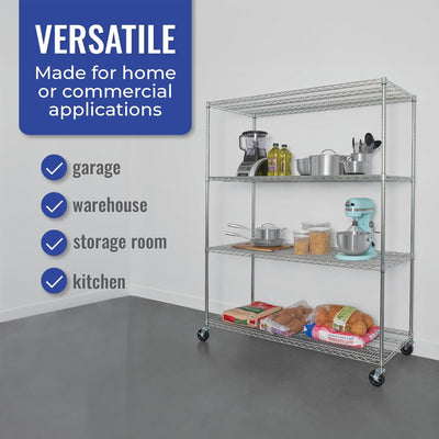 SafeRacks 24 x 60 x 72 Inch 4 Tier Storage Steel Wire Shelving Rack (For Parts) - VMInnovations
