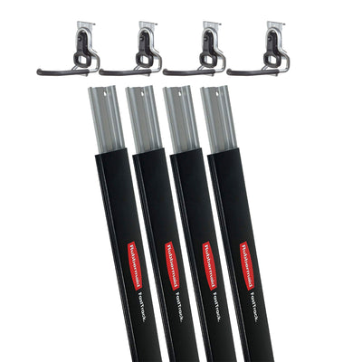 Rubbermaid Steel Horizontal Wall Rail & Vertical Hanging Wall Hook (4 Pack)