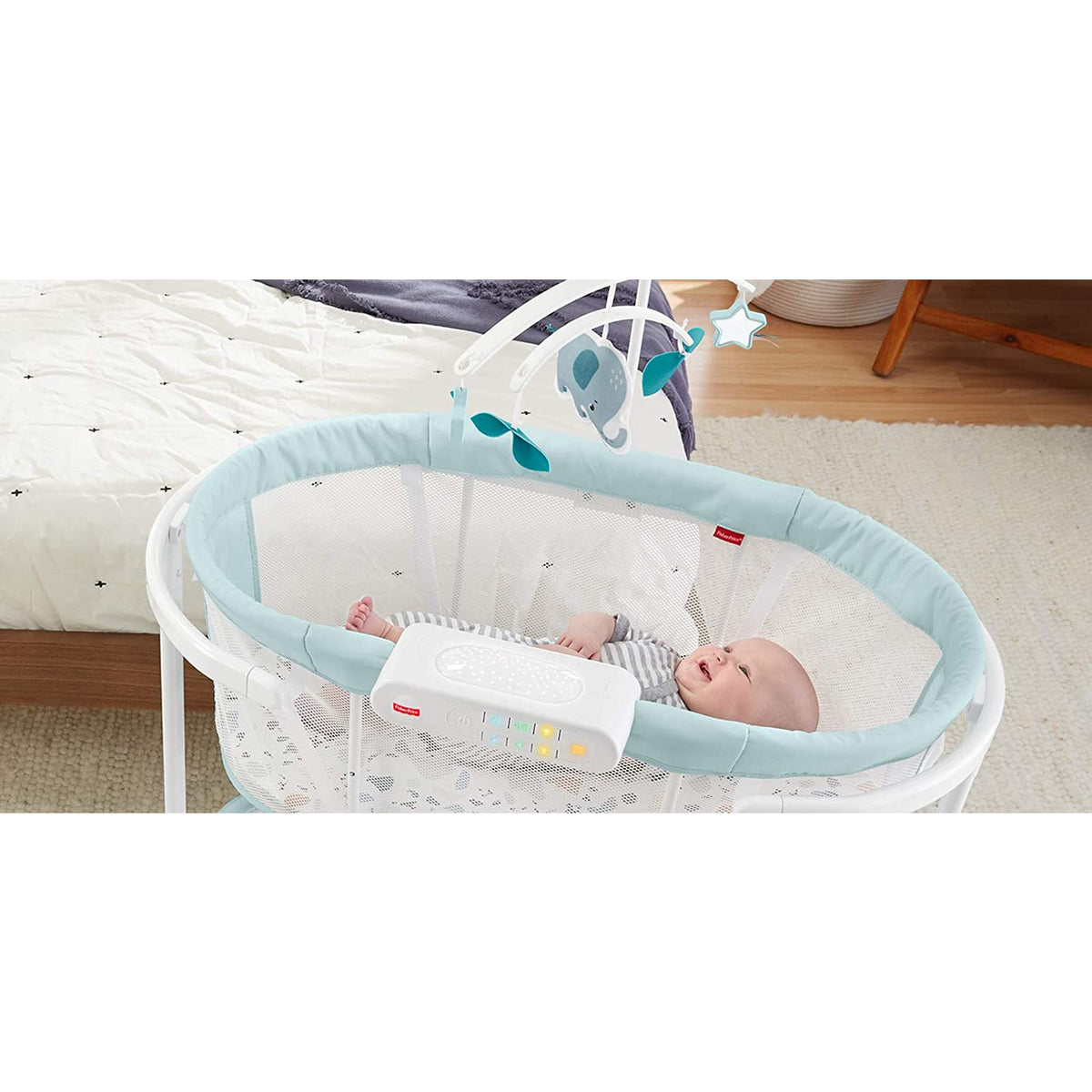 Fisher Price Soothing Motions Baby Bassinet with Music, Pacific Pebble(Open Box)