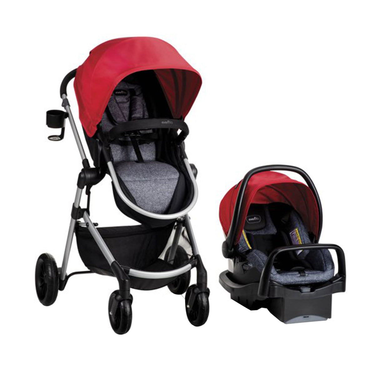 Evenflo Pivot Baby Stroller and Safemax Infant Car Seat Travel System, Red (For Parts)