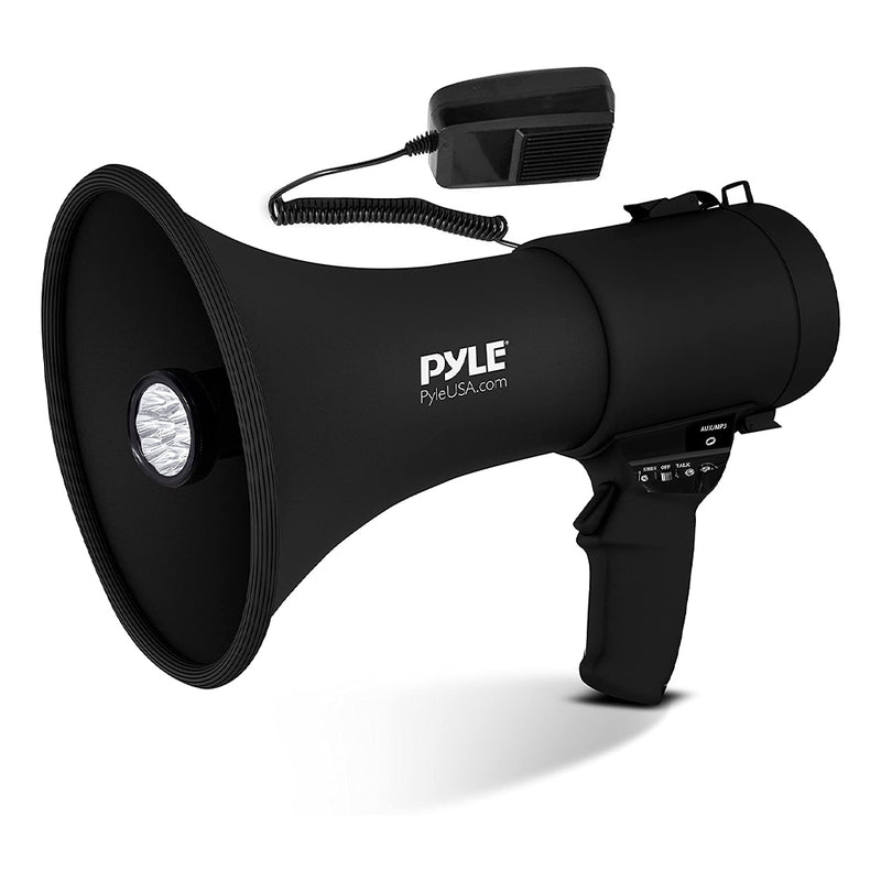 Pyle Portable PA Megaphone Speaker with Built-in Rechargeable Battery, Black