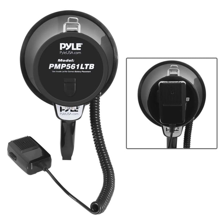 Pyle Portable PA Megaphone Speaker with Built-in Rechargeable Battery, Black