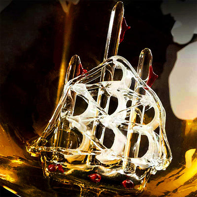 NutriChef Home Bar Whiskey Clear Globe Decanter with Stand and Glasses (4 Pack) - VMInnovations