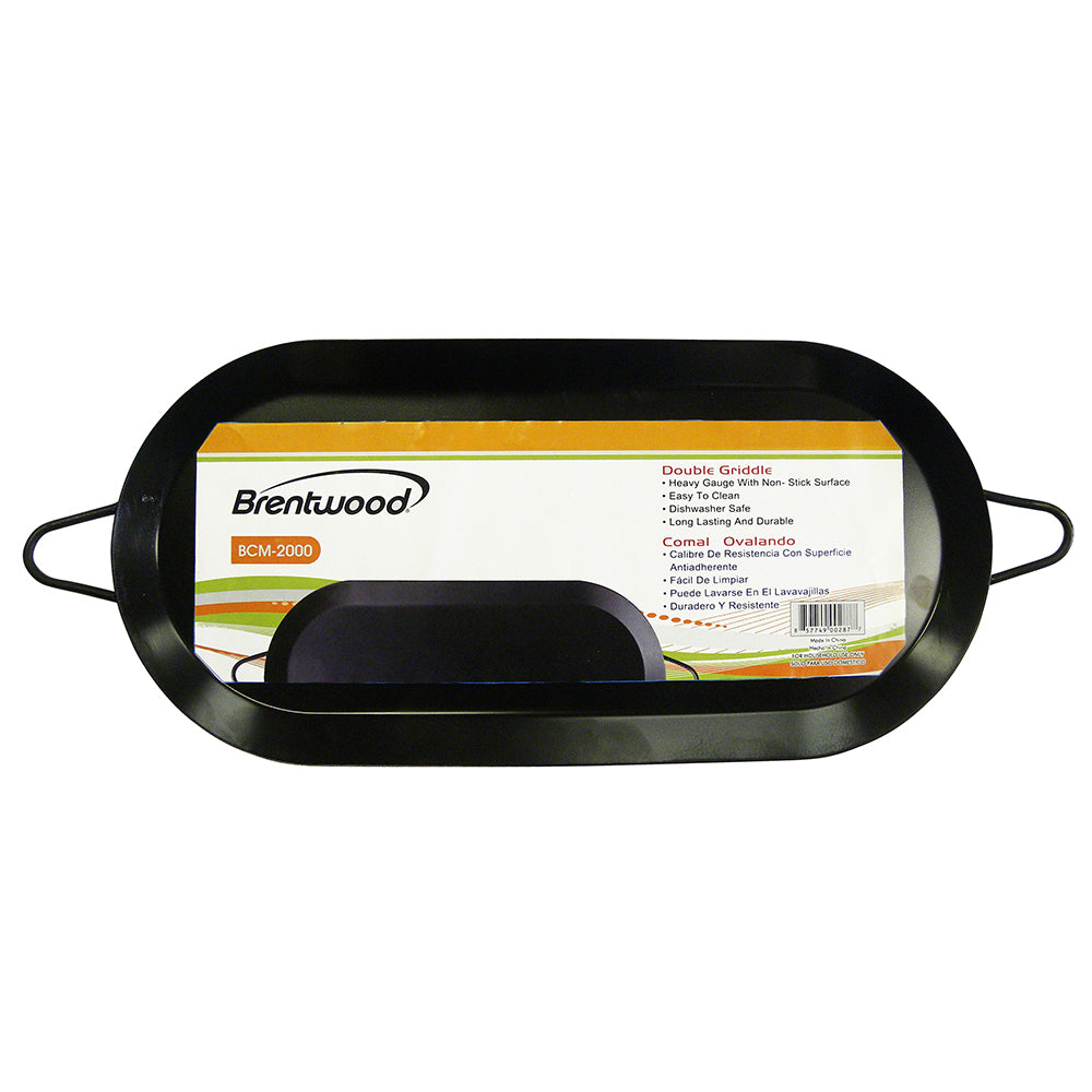 Brentwood 18 inch Carbon Steel Non-Stick Double Burner Comal Griddle (Used)