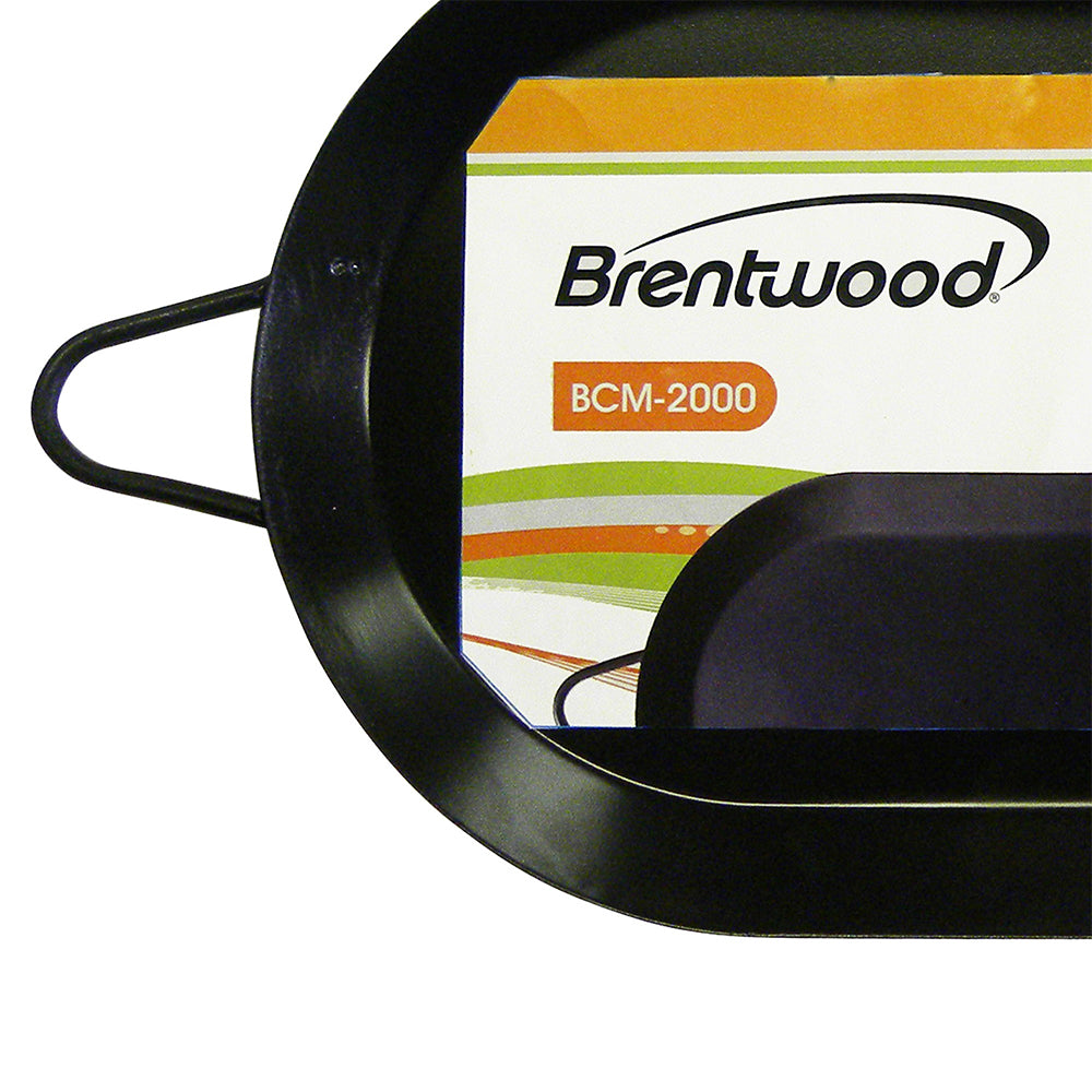 Brentwood 18 inch Carbon Steel Non-Stick Double Burner Comal Griddle, Black