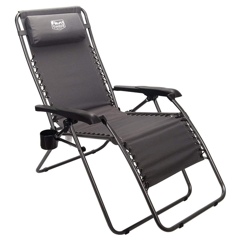 Timber Ridge Zero Gravity Locking Outdoor Patio Recliner Lounge Chair, Gray