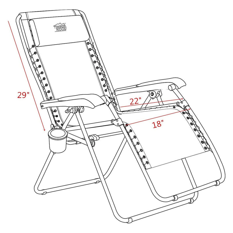 Timber Ridge Zero Gravity Locking Patio Recliner Lounge Chair, Gray (Open Box)