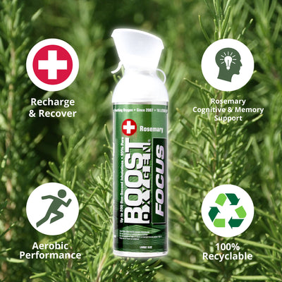 Boost Oxygen Think Tank Natural Portable 10 L Canned Oxygen, Rosemary (12 Pack) - VMInnovations