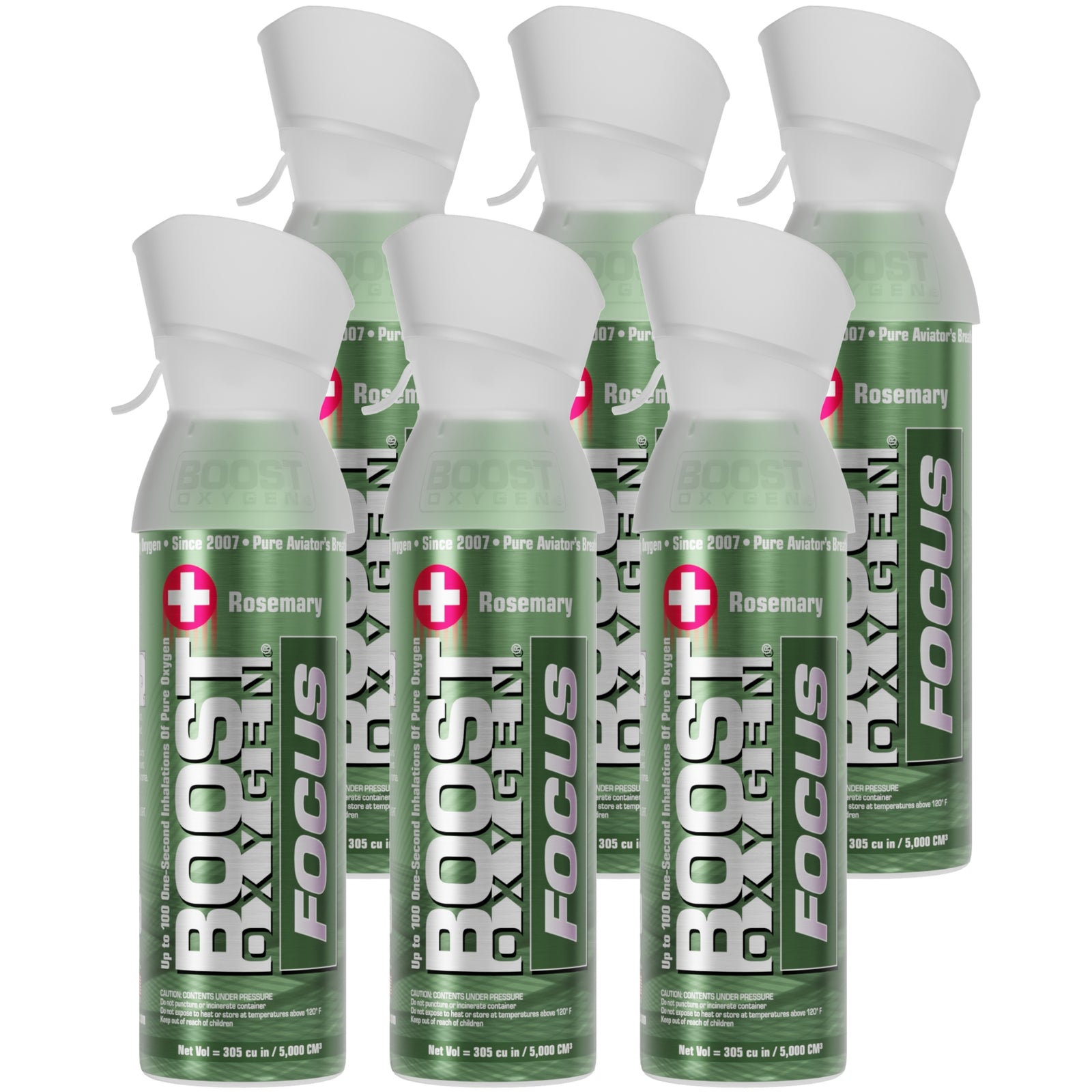 Boost Oxygen 5 L Think Tank Natural Portable Canned Oxygen, Rosemary (6 Pack) - VMInnovations