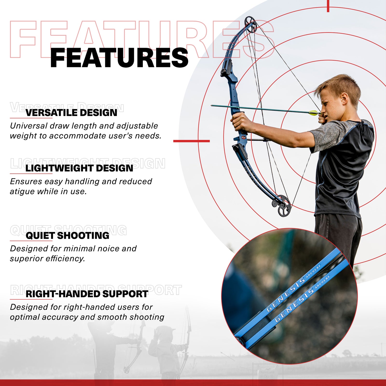 Genesis Kids Right Hand Mini Bow Kit with Quiver and Aluminum Arrows (Used) - VMInnovations