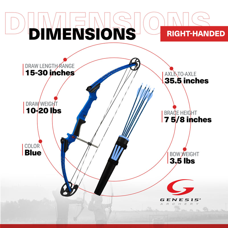 Genesis Original 35.5-Inch Compact Aluminum Righthand Bow, Blue (Used)