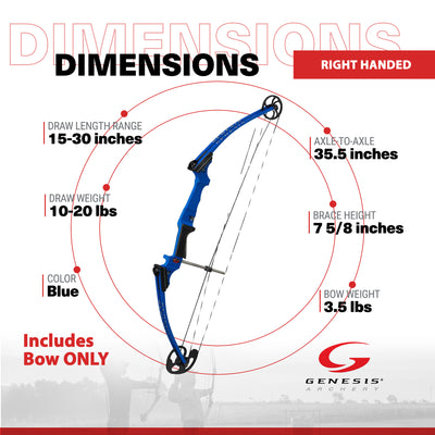 Genesis Archery Compound Bow Adjustable Sizing for Right Handed, Blue (3 Pack)