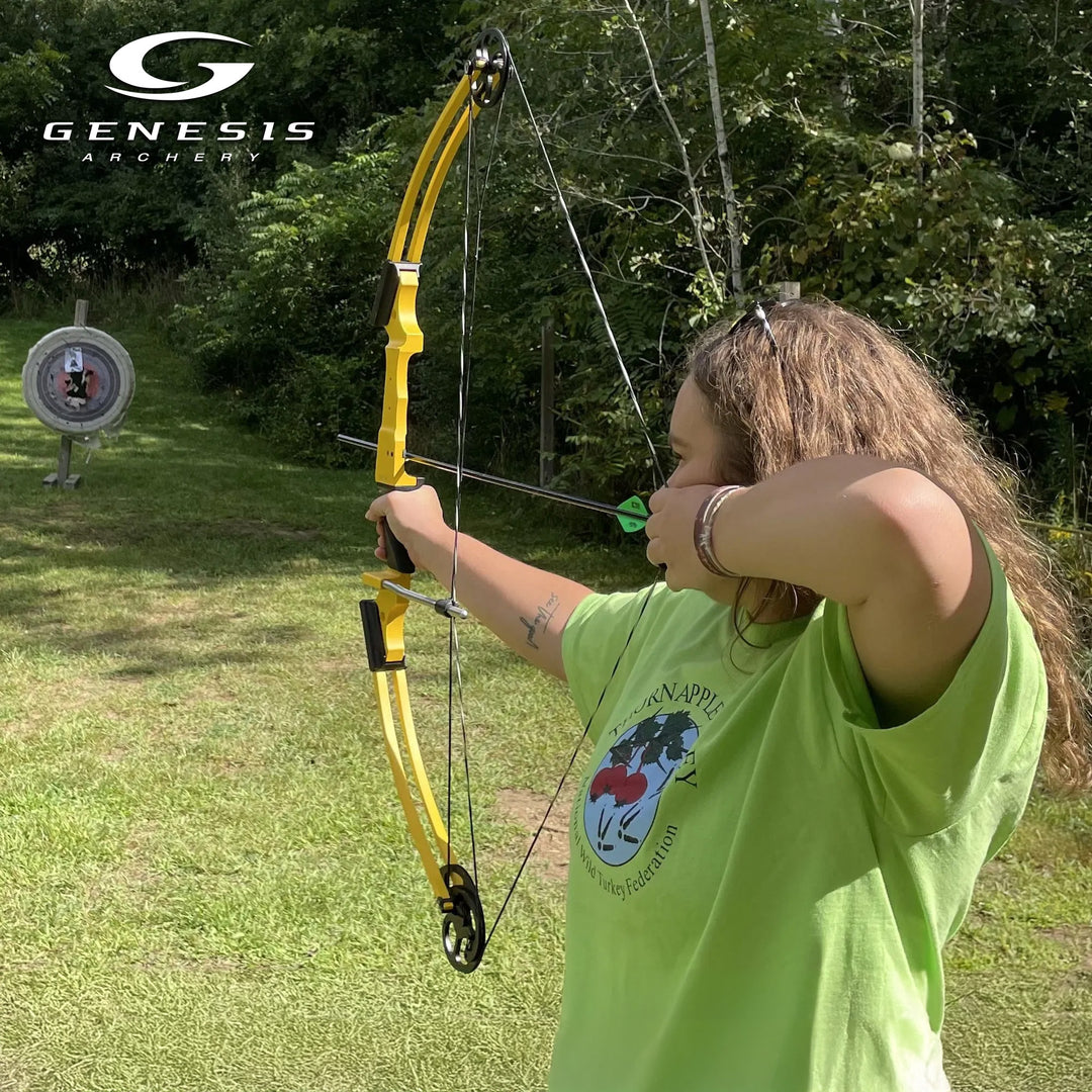 Genesis Archery Universal Yellow Compound Practice Bow, Left Hand (Open Box) - VMInnovations