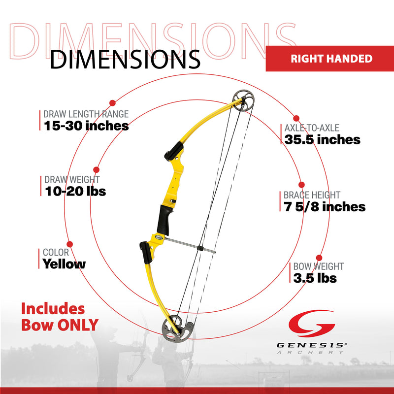 Genesis Archery Original Adjustable Right Handed Compound Bow, Yellow (4 Pack)